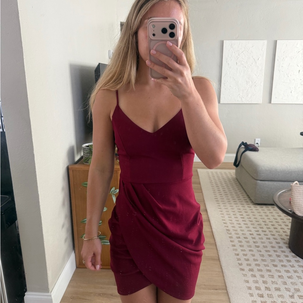 Lulu’s Forever Your Girl Wine Red Bodycon Dress